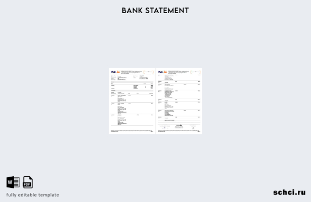 цифровая загрузка шаблона страниц выписки по банковскому счету ING в Нидерландах